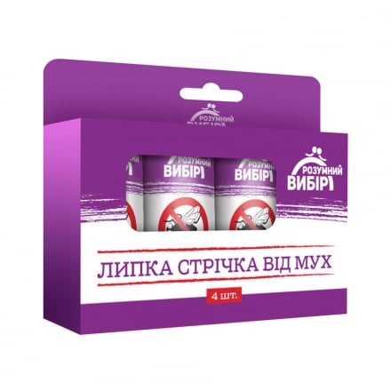 Лента липкая от мух 4 шт Разумный выбор
