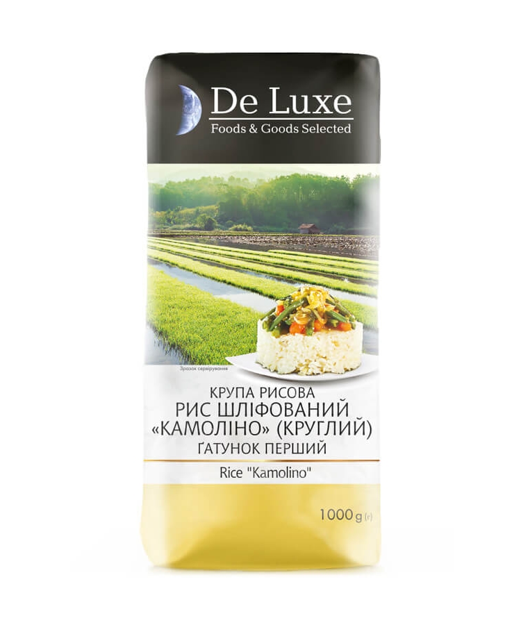 Крупа 1 кг De Luxe Foods & Goods Selected рис круглозернистий Камоліно