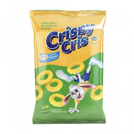 Кукурудзяні кільця 55 г Crispy Cris зі смаком Сметана із зеленню м/уп