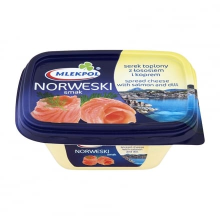 Сыр плавленый 150 г пастообразный Mlekpol Norwegian taste с добавлением лосося и укропа 52%