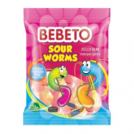 Цукерки 80г жувальні Bebeto Sour Worms