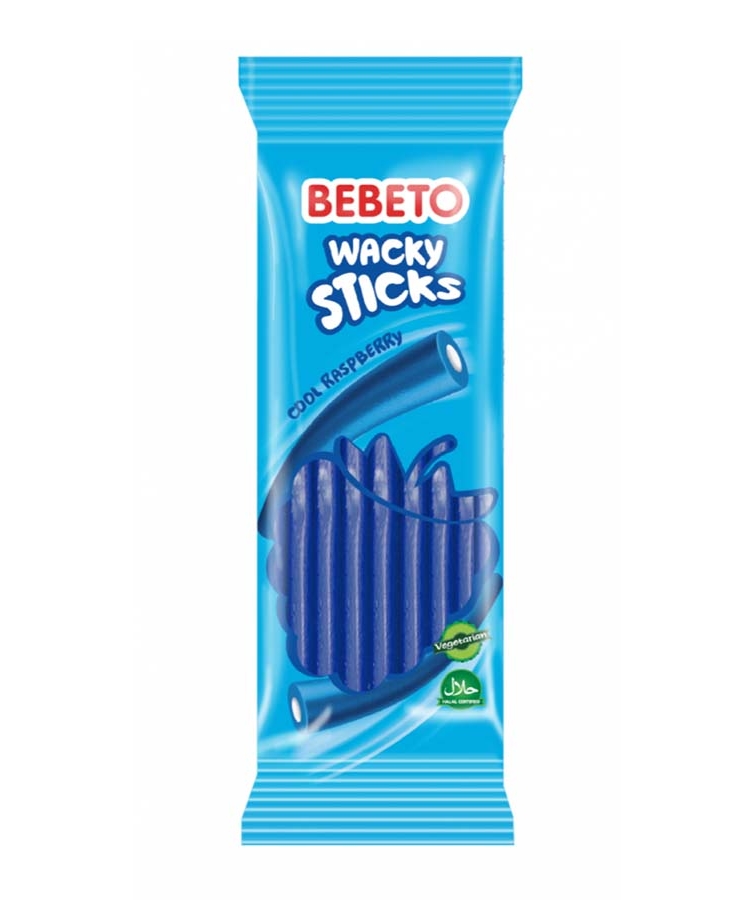 Цукерки 180г жувальні Bebeto Wacky sticks зі смаком малини, полуниці