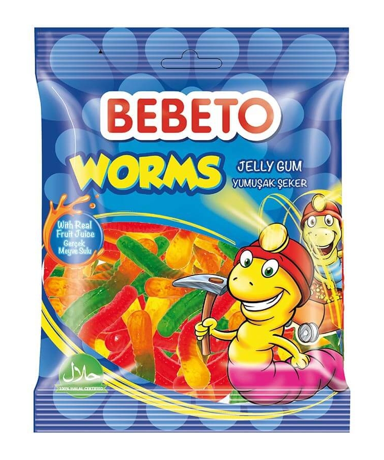 Цукерки 80г жувальні Bebeto Worms