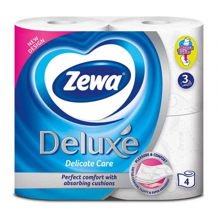 Туалетная бумага 4 шт Zewa Deluxe pure white 3 слоя