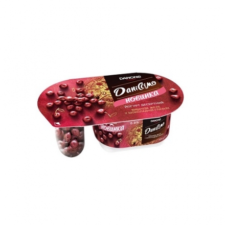 Йогурт 105 г Даніссімо Фантазія вишневе желе у шоколадній глазурі 6,8% 
