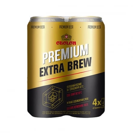 Пивo 2 л Obolon Premium Extra Brew светлоe НАБОР 4 х 0,5 л алк. 4.6%