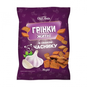Купить Гренки 70 г Своя линия ржаные со вкусом чеснока в АТБ Market