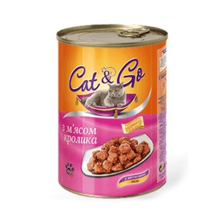 Корм 415г Cat & Go консервы для кошек с мясом кролика