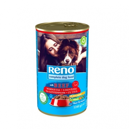 Корм 1,24кг Reno консервы для собак с говядиной
