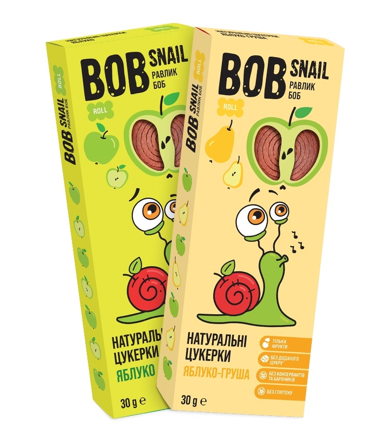 Цукерки30г Bob Snail Натуральні Яблуко та Груша