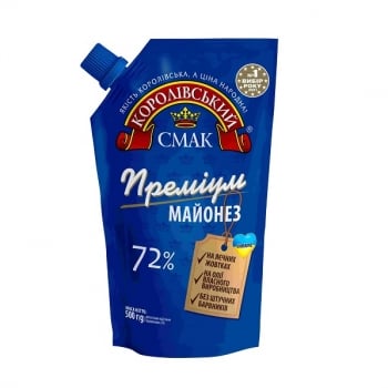Купити Майонез 0,5 кг Королівський Cмак Преміум 72% д/пак у АТБ Market
