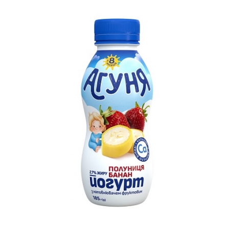 Йогурт 185 г Агуня Полуниця-банан 2,7% п/бут