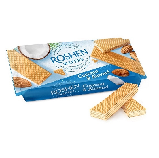 Вафлі Roshen 216 г Wafers Кокос та Мигдаль м/уп