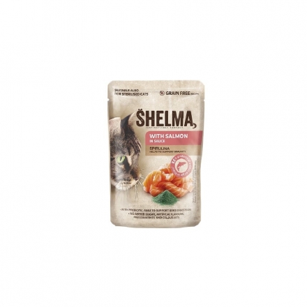 Корм 85 г Shelma для дорослих котів філе з лососем та спіруліною в соусі м/уп