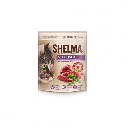 Корм 750 г Shelma для стерилізованих котів повнораціонний сухий з яловичиною м/уп
