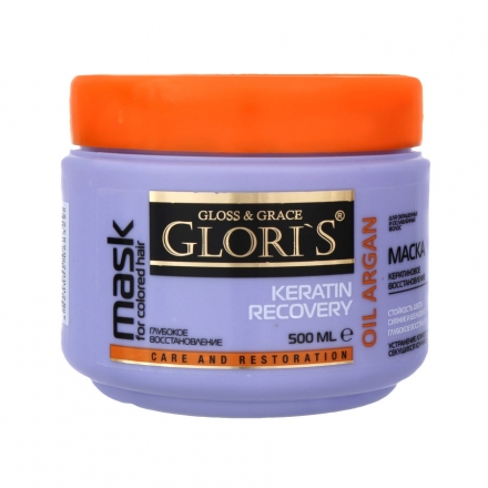 Маска 500 мл Glori's Keratin recovery для окрашенных и ослабленных волос