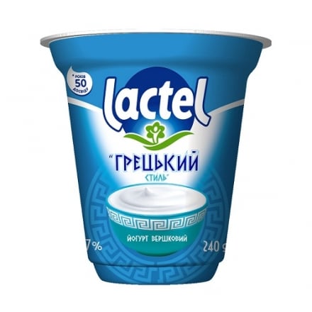 Йогурт 240 г Lactel Грецький 7% п/стакан