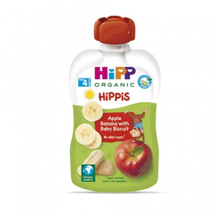 Пюре 100 г HIPP Яблуко-Банан з дитячим печивом д/пак