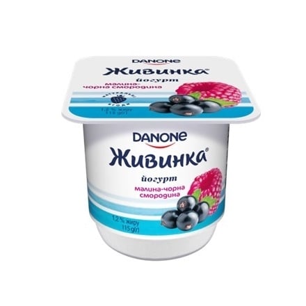 Йогурт 115 г Живинка малина-чорна смородина 1,2% п/стакан