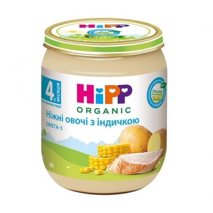 Пюре 125 г HIPP Ніжні овочі з індичкою ск/банка