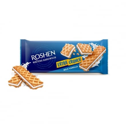 Вафлі 142г Roshen Wafers Sandwich Crunch Vanilla Cream
