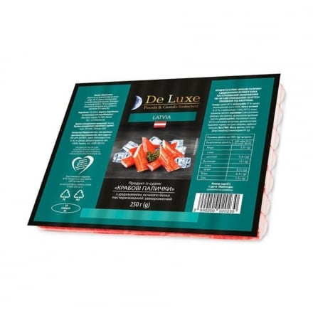 Крабові палички 250 г De Luxe Foods&Goods Selected 40%  заморожені п/етилен, , Латвія