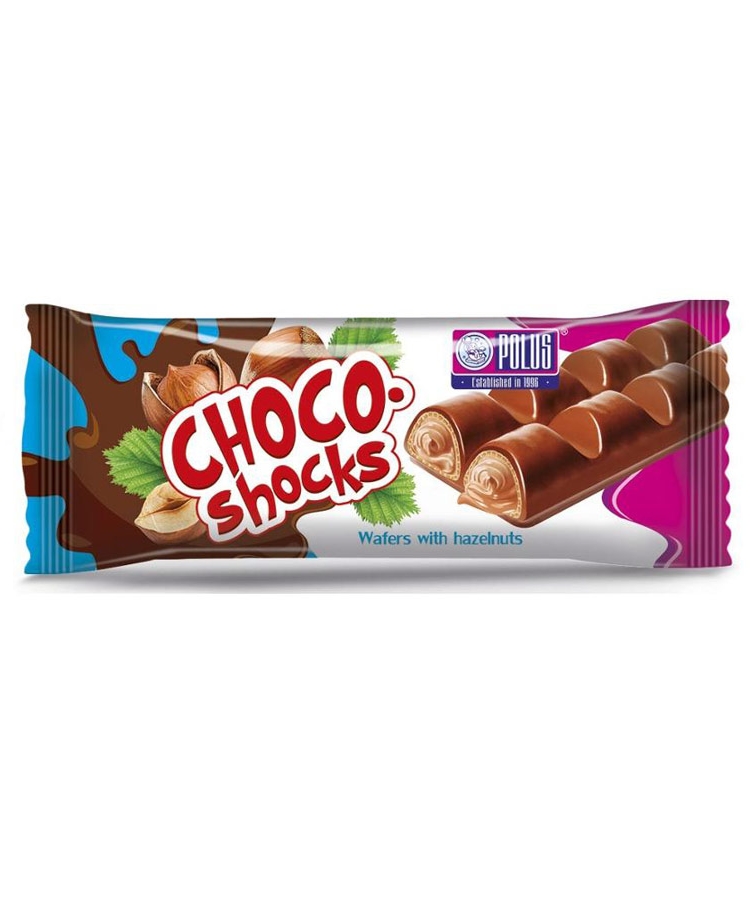 Вафлі 40г Polus Choco-Shocks з горіхом фундук