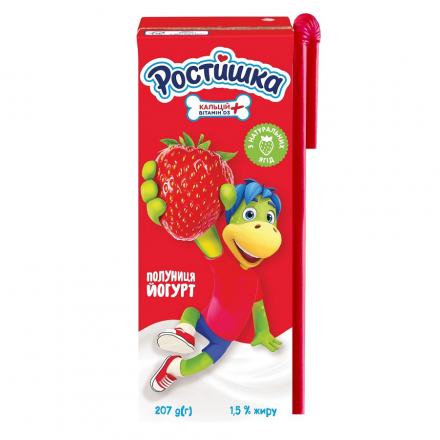 Йогурт 207 г Ростишка Полуниця 1,5 % п/пак