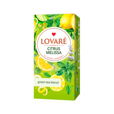 Чай (24 ф/п х 1,5 г) Lovare зелений Citrus mellisa з ярликом к/уп
