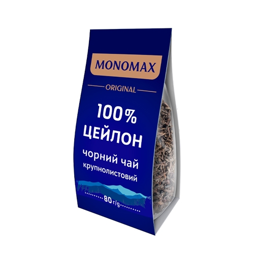 Чай 80 г МОНОМАХ 100% ЦЕЙЛОН КРУПНОЛИСТОВИЙ м/уп