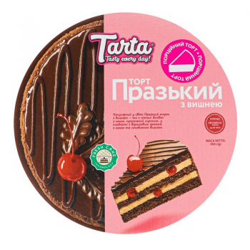 Купити Торт 450 г TARTA Прaзький з вишнею бiсквiтний порційний к/уп у АТБ Market