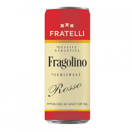 Напиток винный 330 мл FRATELLI FRAGOLINO ROSSO игристый 6-6,9% об