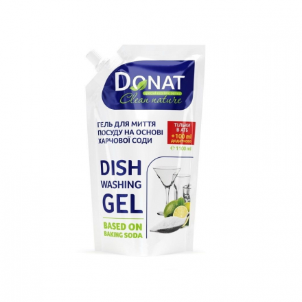 Гель для миття посуду 1,1 л DONAT Clean Nature на основі харчової соди дойпак