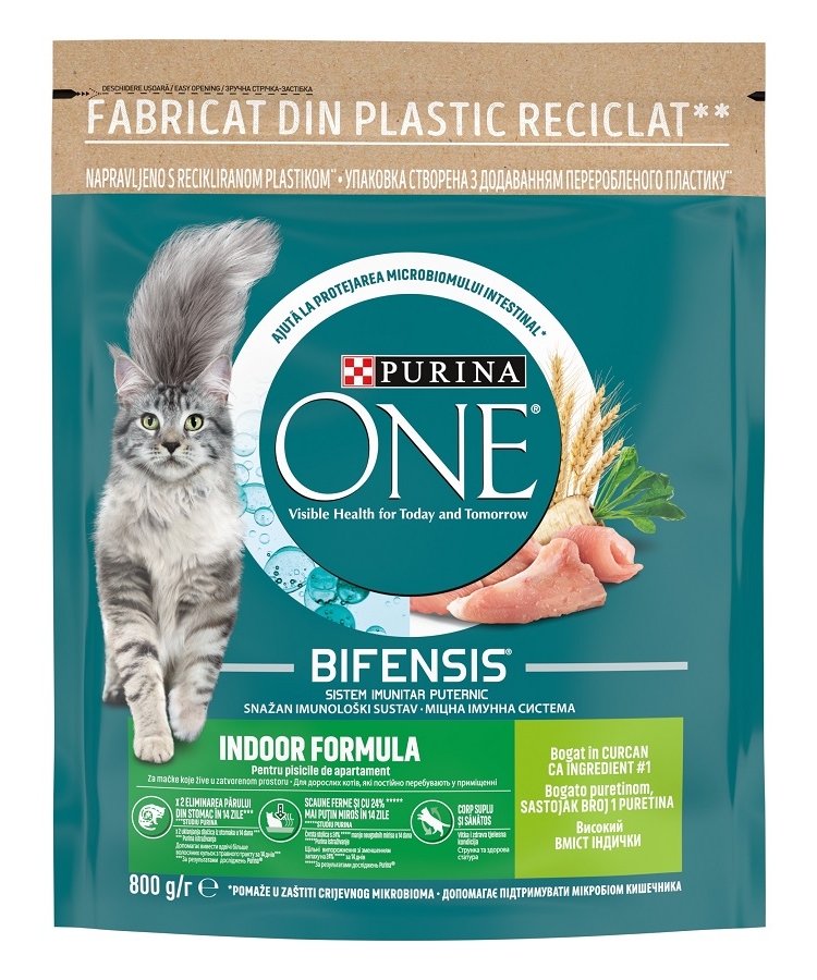 Корм 800г PURINA ONE INDOOR FORMULA сухий для котів з індичкою та ...