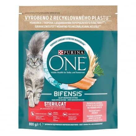 Кoрм 0,8 кг PURINA ONE STERILCAT сухой для кастрированных котов / стерил.кошек с лососем и пшеницей