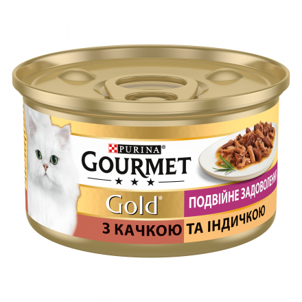Корм 85г Gourmet Gold консерви для котів з качкою та індичкою у підливці