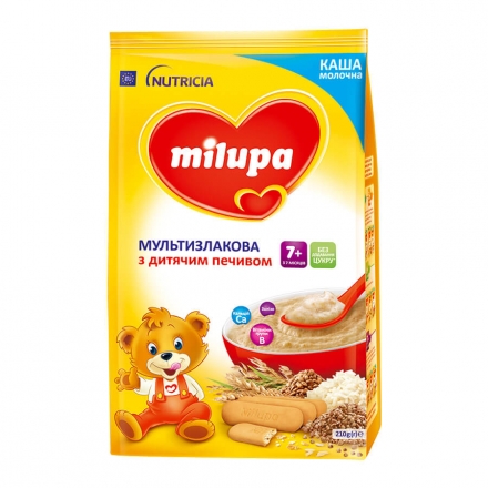 Каша 210 г Milupa молочная мультизлаковая с детским печеньем