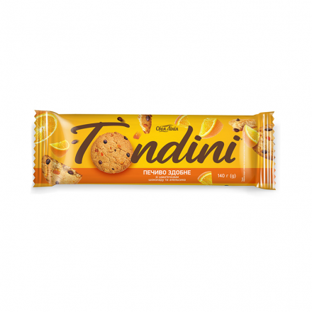 Печивo 140 г Своя лінія Tondini зі шматoчками шоколаду та апельсину м/уп