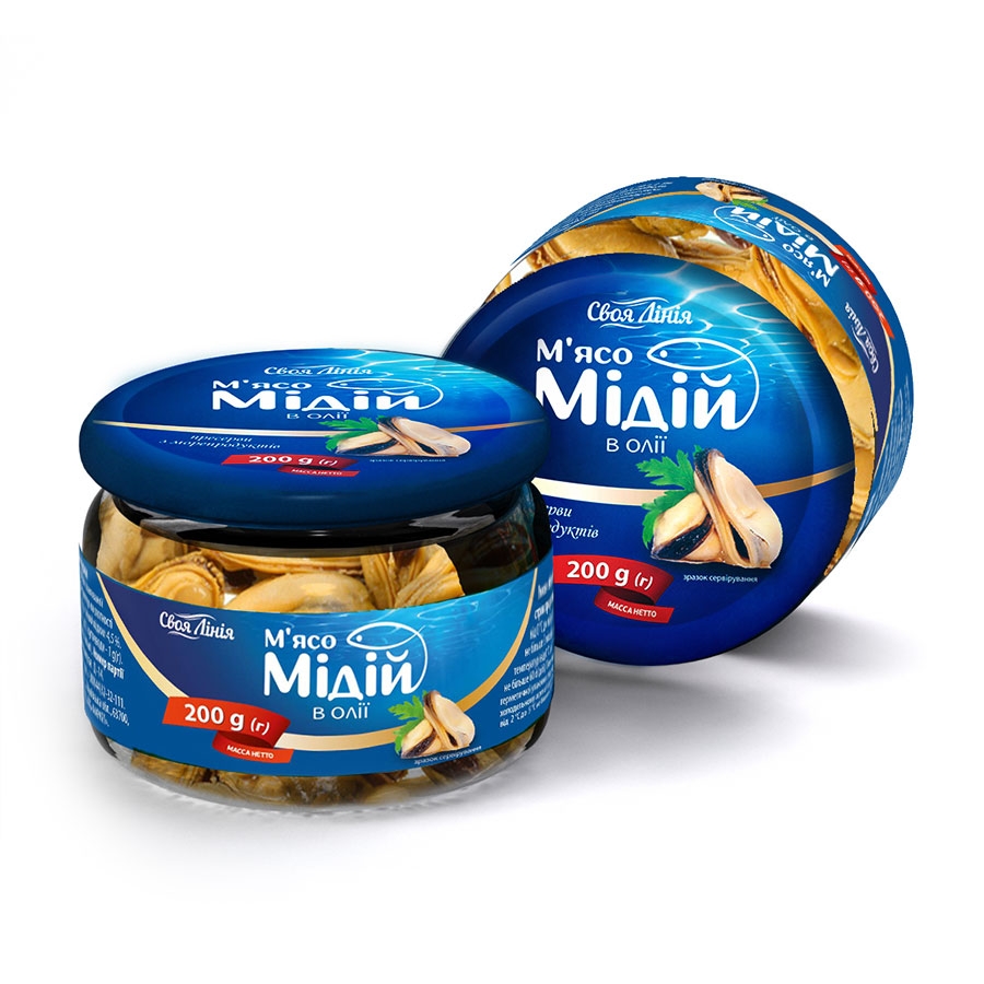 Пресервы 200 г Своя линия из морепродуктов мясо мидий в масле купить в ...