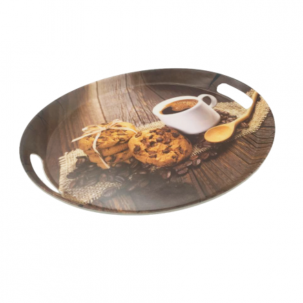 Купити Таця з принтом, овальна 35,5х30 см/прямокутна 35,5х24 см,матеріал - пластик, в асортименті у АТБ Market