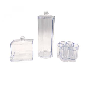 Купити Набір із трьох ємностей - органайзерів для ватних дисків, паличок, для кистей, помад у АТБ Market