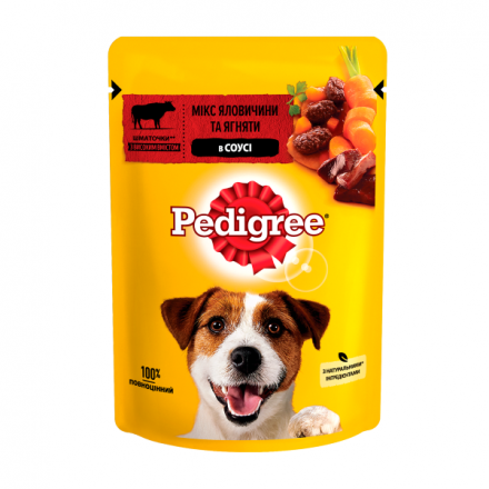 Корм 100 г Pedigree для взрослых собак с говядиной и ягненком в соусе