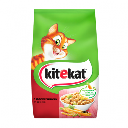 Корм 300 г Kitekat сухой для взрослых кошек с говядиной и овощами