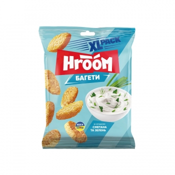 Купити Сухарики 100 г HROOM багетні зі смаком Сметана та зелень м/уп у АТБ Market