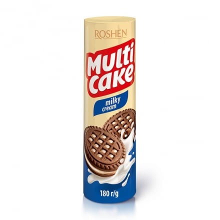 Печиво 180г Рошен Multicake цукрове з молочно-кремовою начинкою