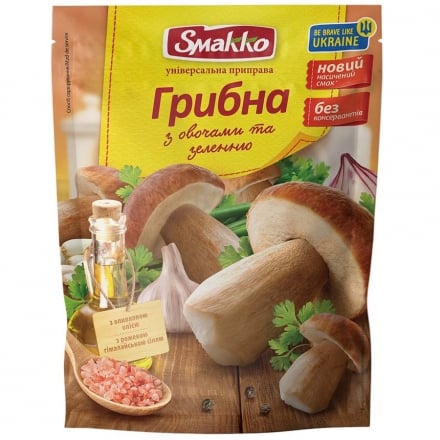 Приправа 80 г Smakko Грибна з овочами та зеленню універсальна м/уп