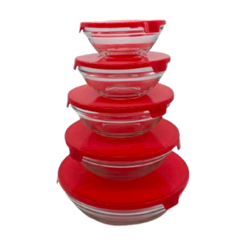Купить Набip cкляних cалатникiв з кpишками, 5 шт., 120+200+370+510+900 мл в АТБ Market