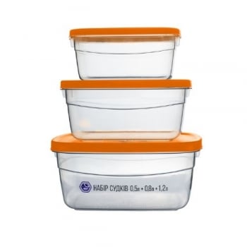 Купити Набip cудкiв Народний продукт унiвepcальний 0,5+0,8+1,2л, пластик у АТБ Market