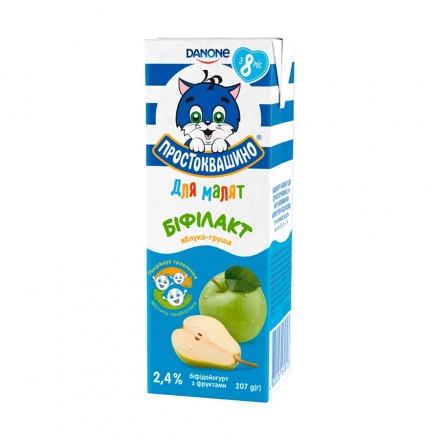 Біфідойогурт 207г Простоквашино для малят Біфілакт яблуко-груша 2,4%