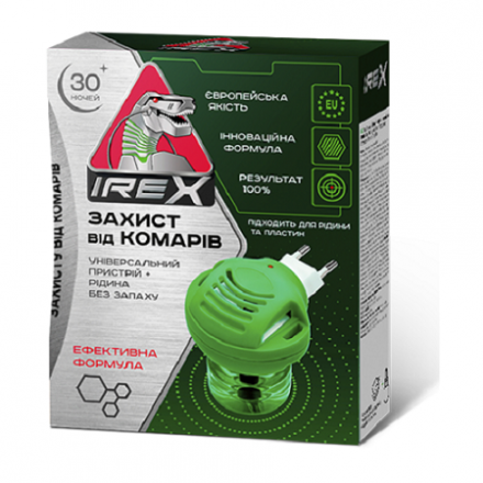 Комплект: прилад електричний для боротьби з комахами + засіб інсектицидний 30 ночей IREX, к/уп